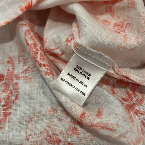 Emily Daniels Button Front pineapple side Tie blouse Top Size XL Linen Blend NEW - Picture 13 of 16